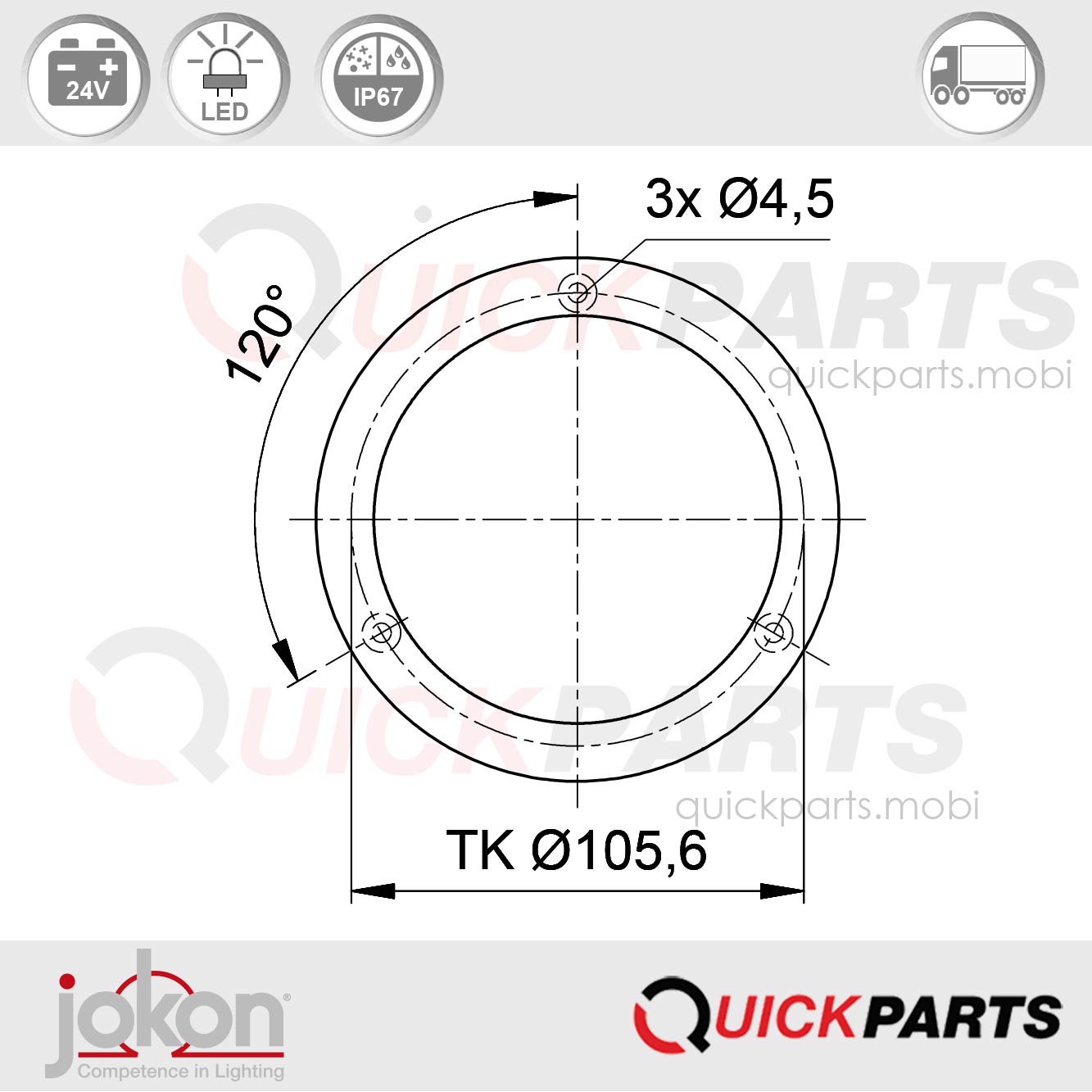 LED / Parada / Luz trasera | 24V | Jokon E2-06053 - Imagen 4