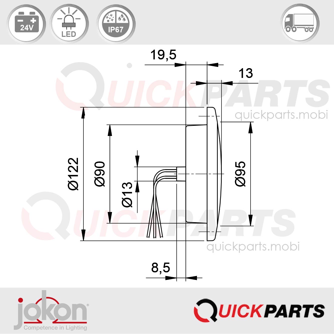 LED-Blink-Brems-Schluss | 24V | Jokon E2-07013 – Bild 5
