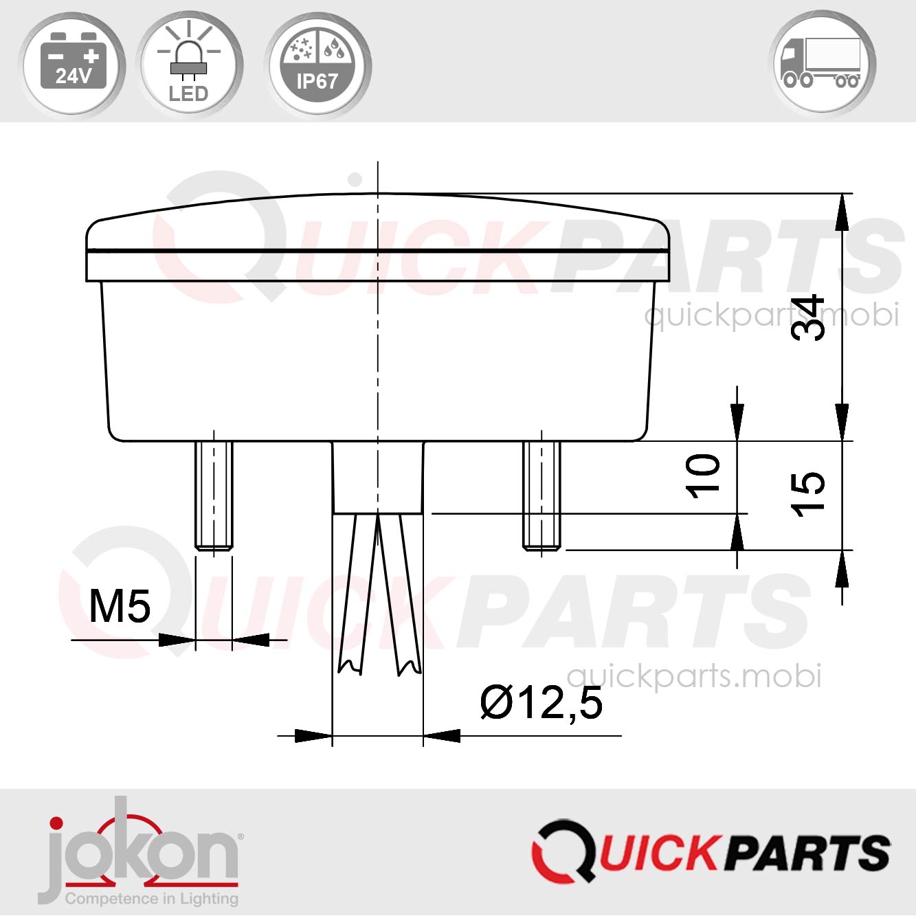Feu LED de position / Direction / Stop | 12V | Jokon 10.0030.500, E2-06069 – Image 4