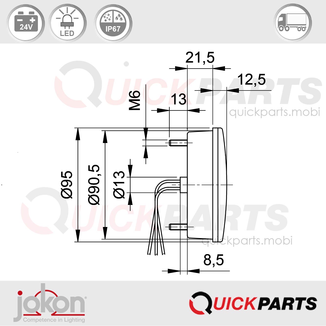 Feu indicateur de Direction / Position / Stop | 24V | Jokon E2-07013 – Image 4