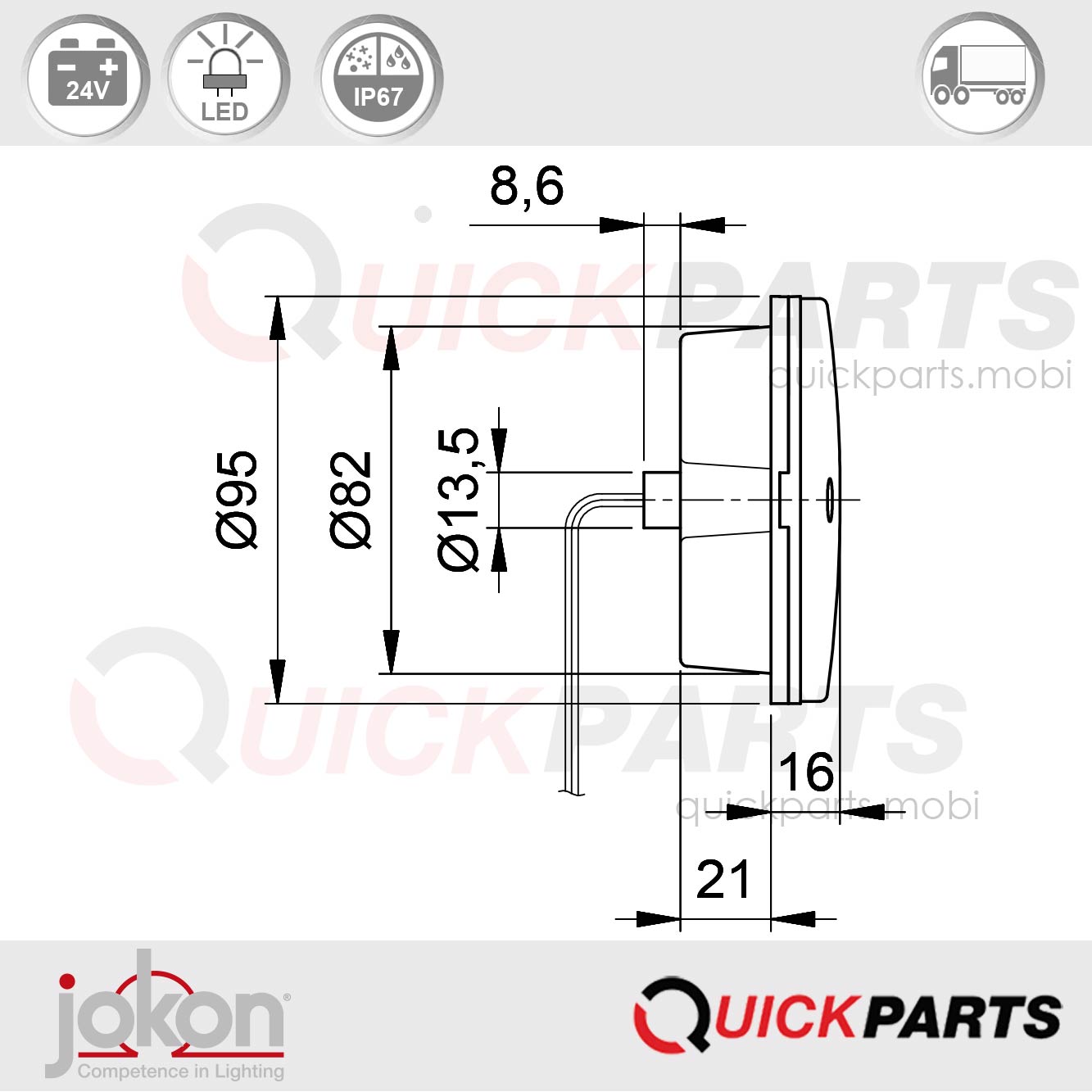 Luz LED de Matrícula Jokon e2-06020
