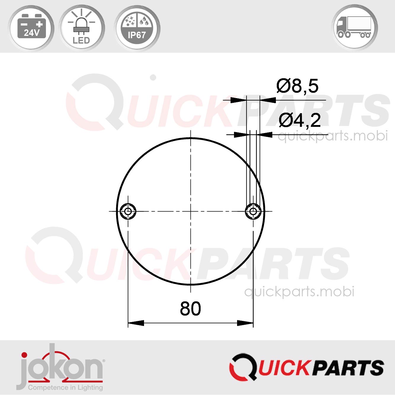 Eclairage de plaque d'immatriculation LED, à incruster | 9-32V | Jokon 13.4015.000 | E2-06020 EMV / EMC