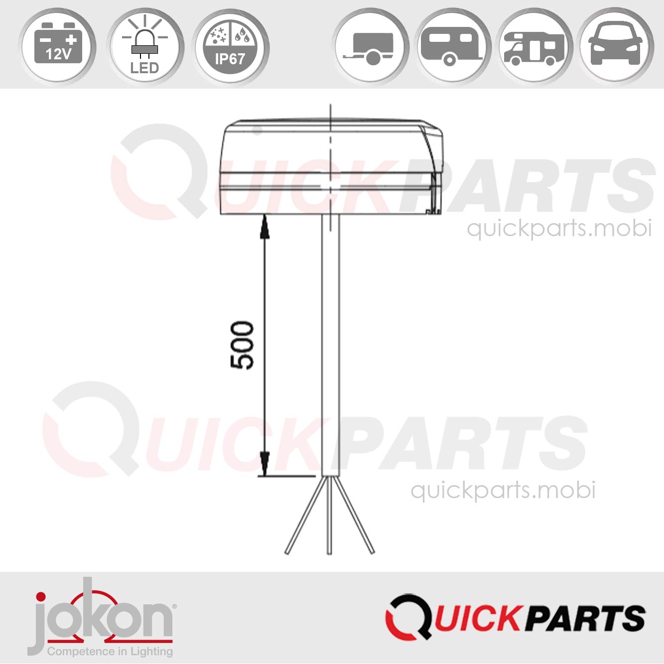 Feu de Postion / Stop | 12V | Jokon 10.0052.300, E13-34663, BRS 770/12V – Image 2