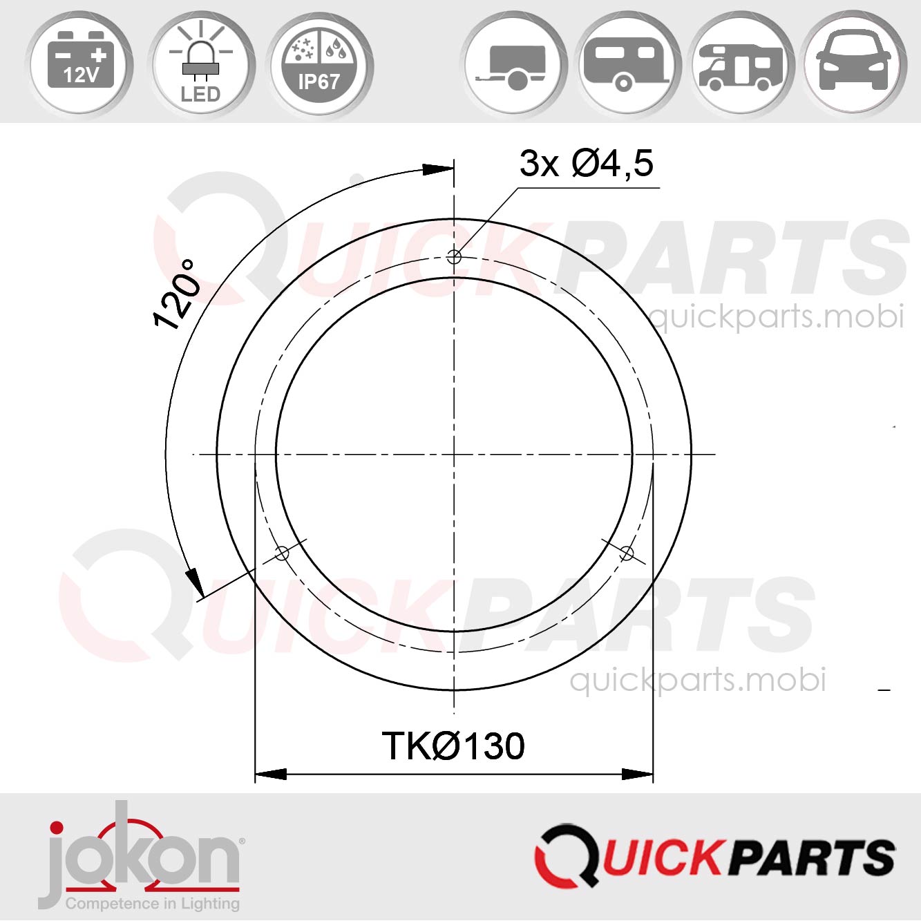 Feu LED de direction / Position / Stop | 12V | Jokon 10.0055.000, E1-4231 – Image 4
