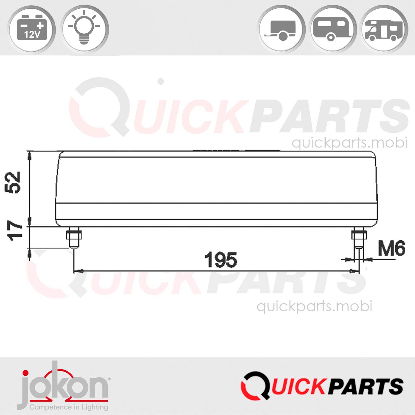 E9-1423 | Luz trasera multifuncional | 12V | Jokon 10.2043.121.