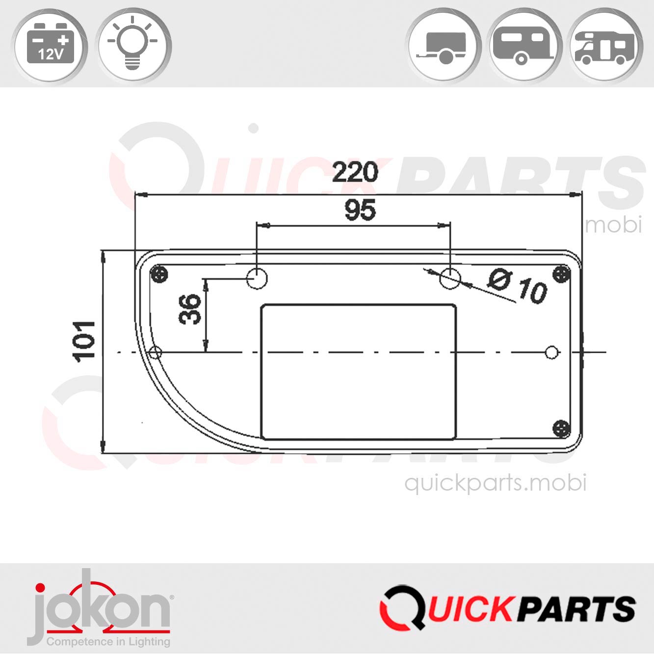 E9-1423 | Luz trasera multifuncional | 12V | Jokon 10.2043.121.