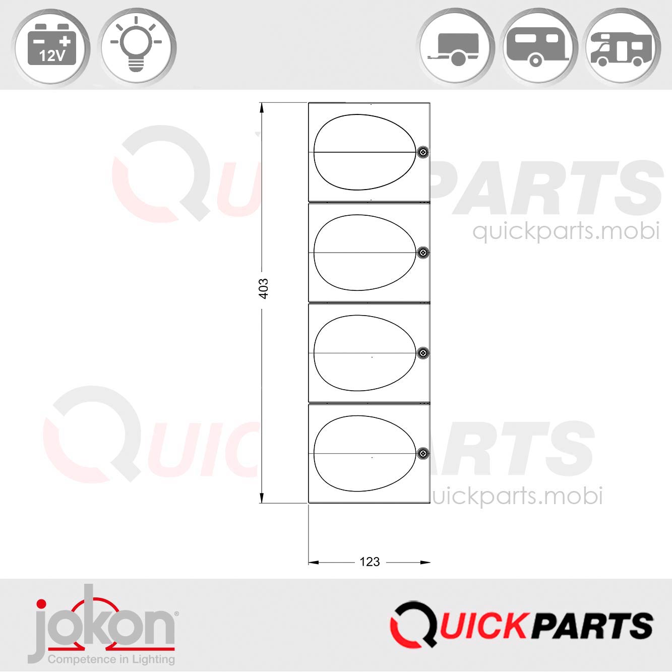 Feu stop, de position arrière & latéral, catadioptre intégré |12V| Jokon 10.2091.800, E9-1442, BRSM 810/12 V – Image 2
