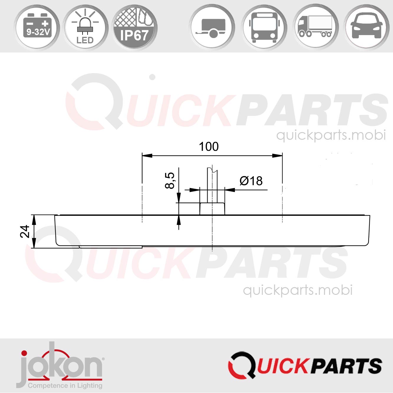 Feu Multifonction LED | 9-32V | Jokon 10.2300.022 - L930 – Image 4