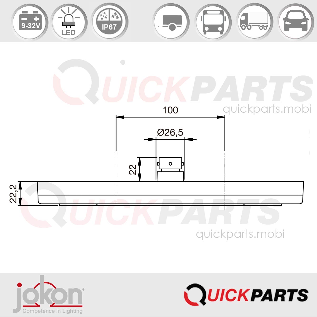 Feu Multifonction LED | Droit | 9-32V | Jokon E13-13359 – Image 4