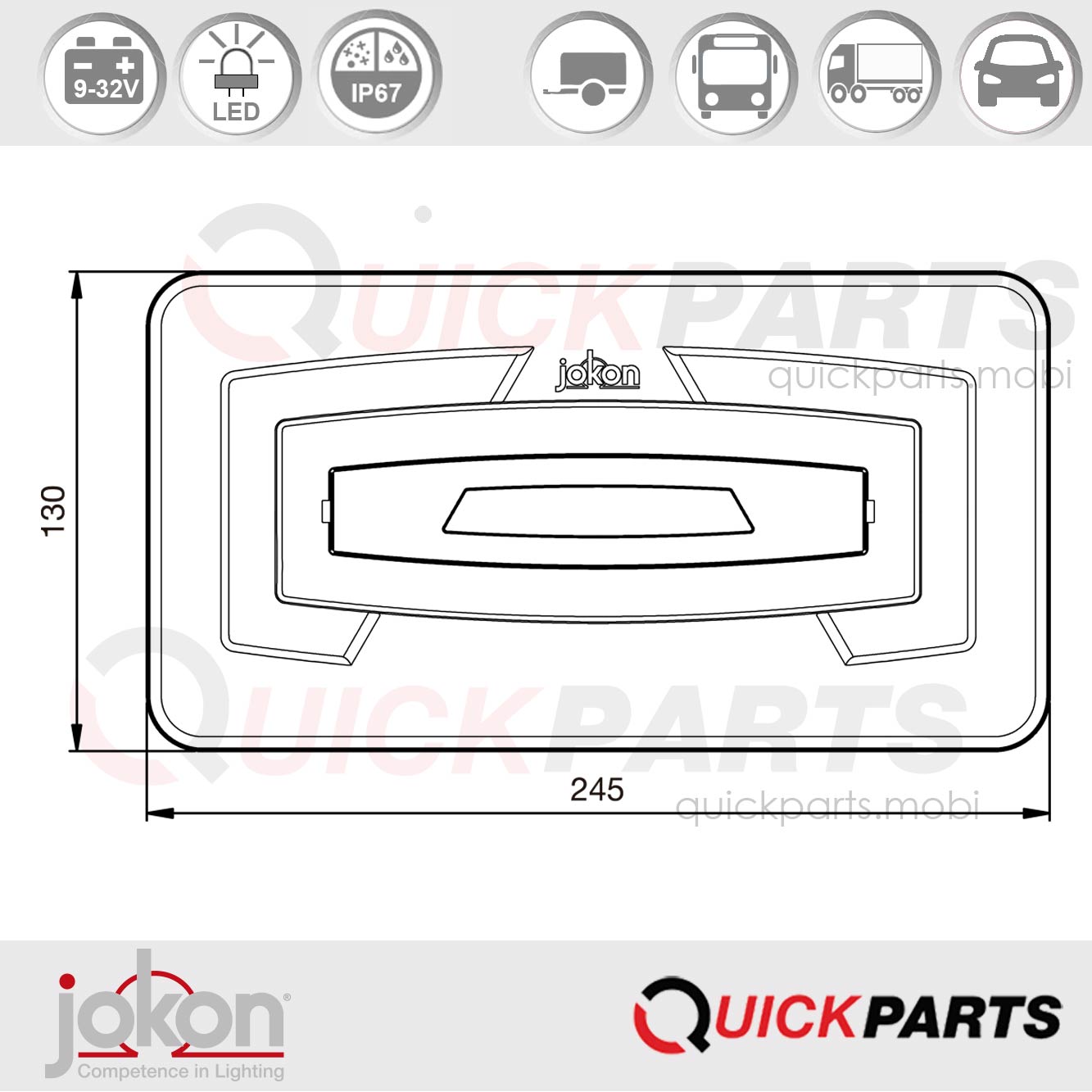 Feu Multifonction LED | Droit | 9-32V | Jokon E13-13359 – Image 2