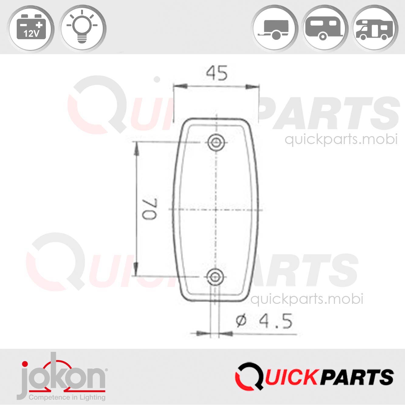 Begrenzungsleuchte | 12V | Jokon 11.1006.101, E1-1292, PLR 1006 – Bild 2
