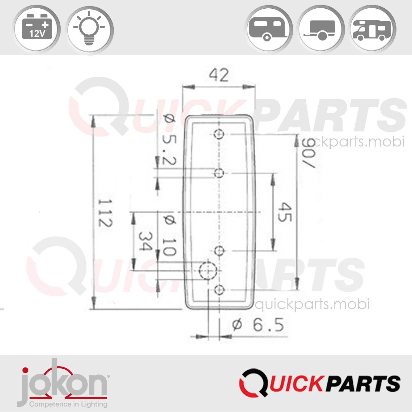 Luz de posición delantera con reflector integrado | 12V | Jokon 11.1007.001, E3-0253608 - Imagen 4