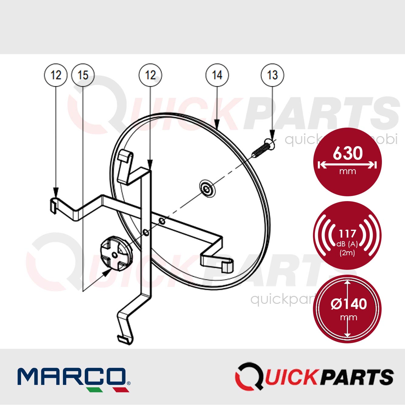 Avertisseur inox équipé d'un couvercle chromé | 117 dB | Marco 110 090 10 – Image 8