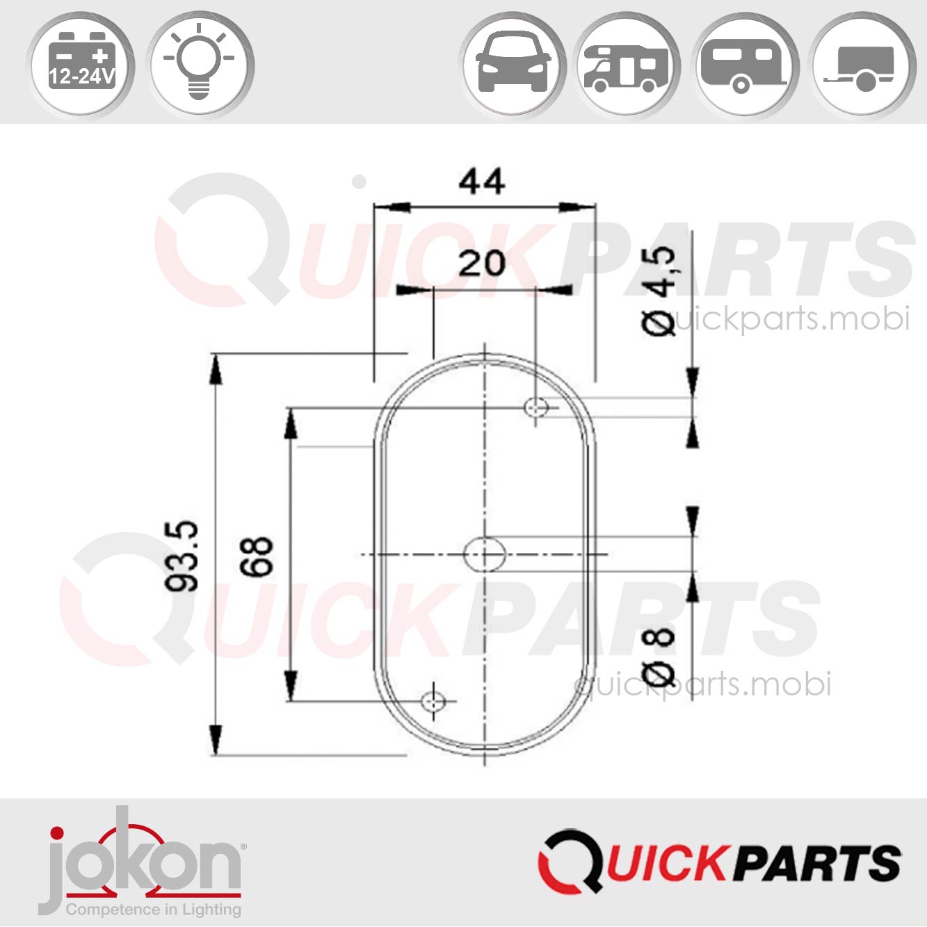 E1-021023 | Luz lateral | 12-24V | Jokon E1-021023Luz lateral | 12-24V | Jokon 12.0012.030