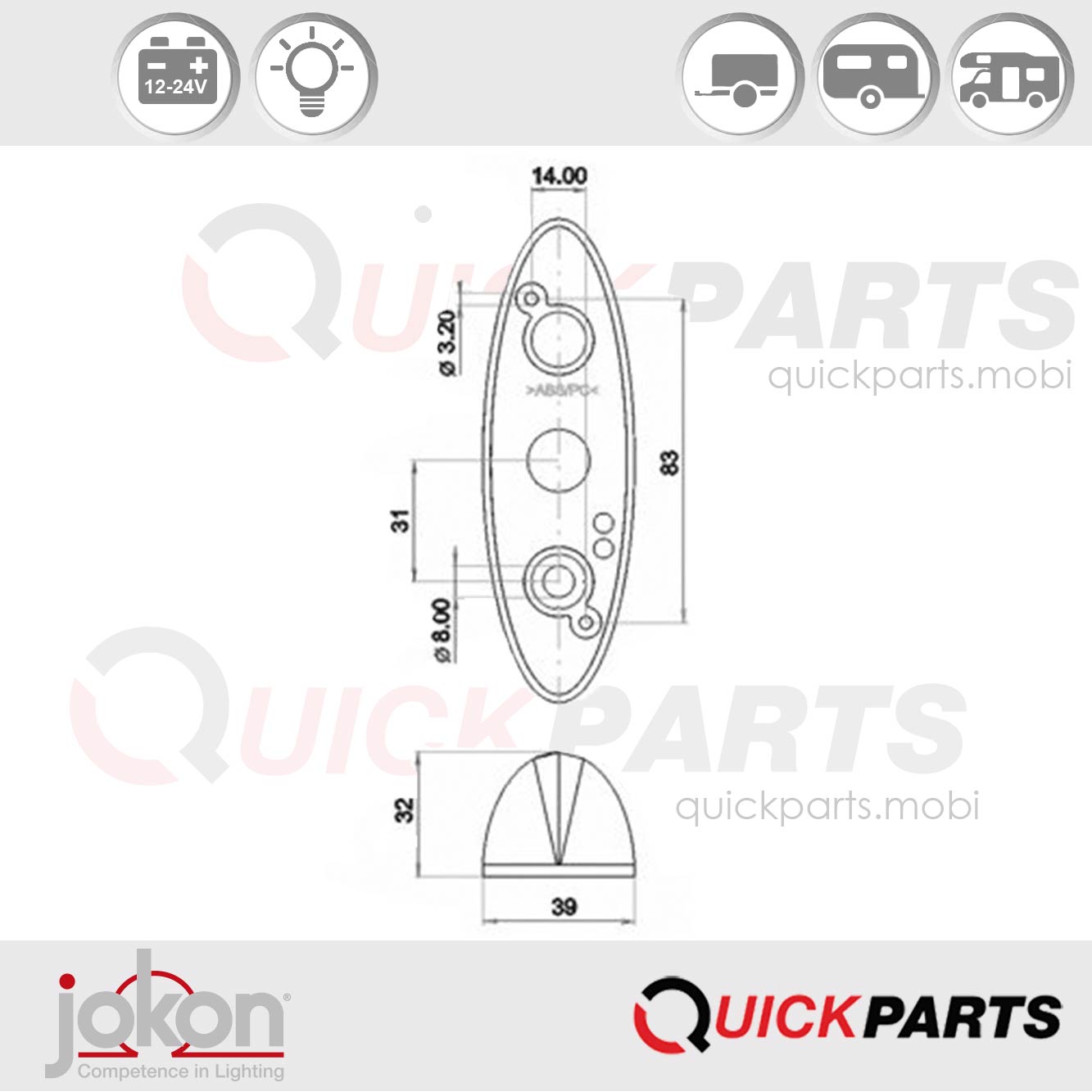 SPL 2010 | Luz lateral | 12-24V | Jokon 12.0013.000