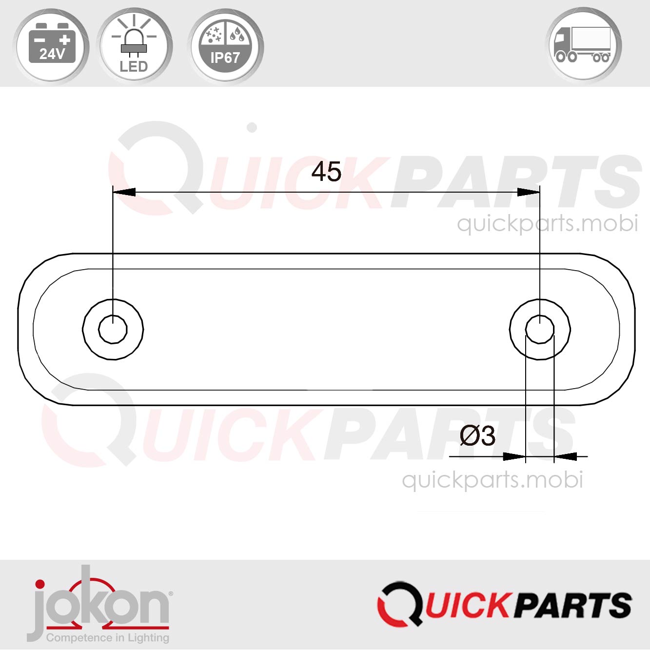 E2-0205019 | 4 LED’s Luz Trasera | 24V | Jokon 13.0013.500