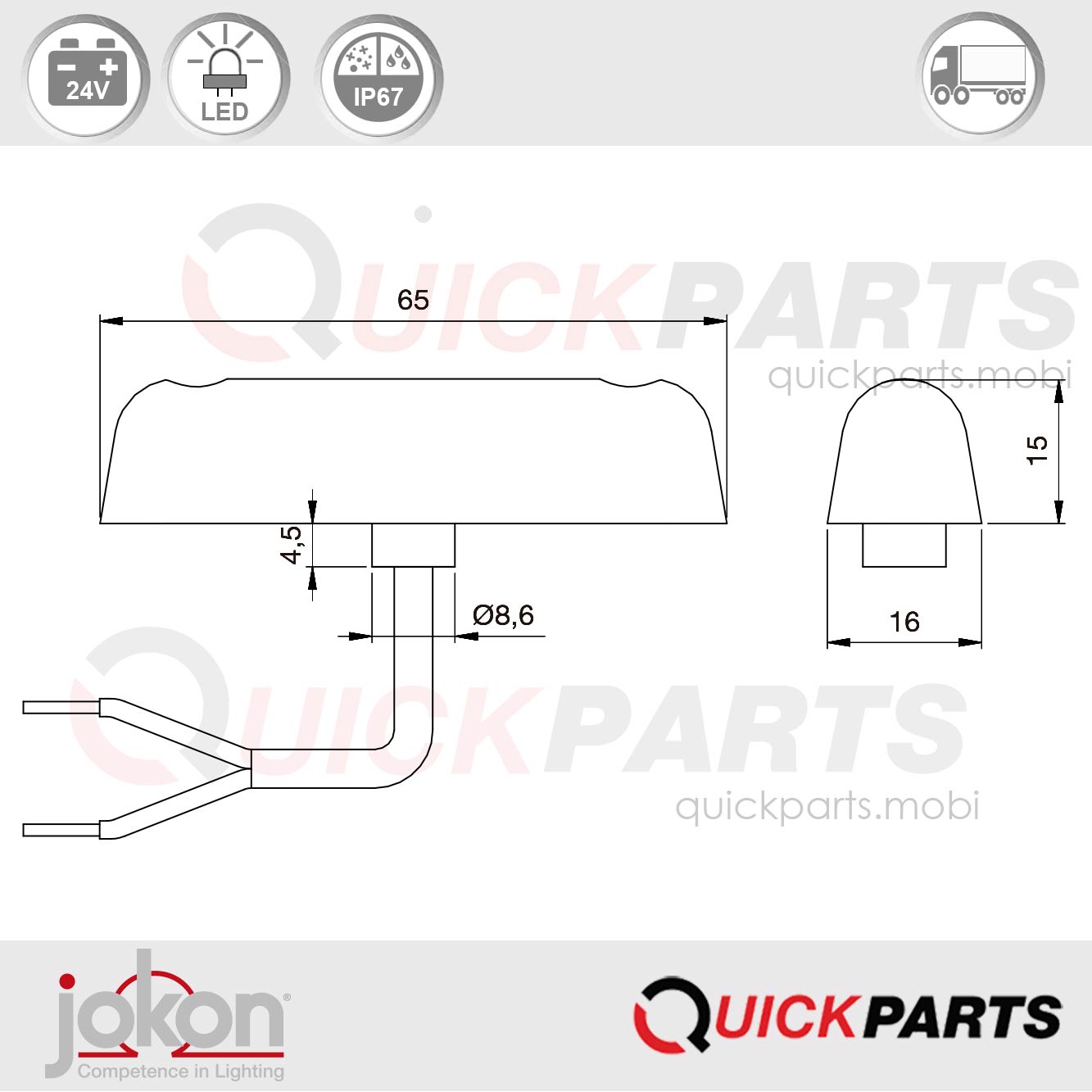 E2-0205019 | 4 LED’s Luz Trasera | 24V | Jokon 13.0013.500