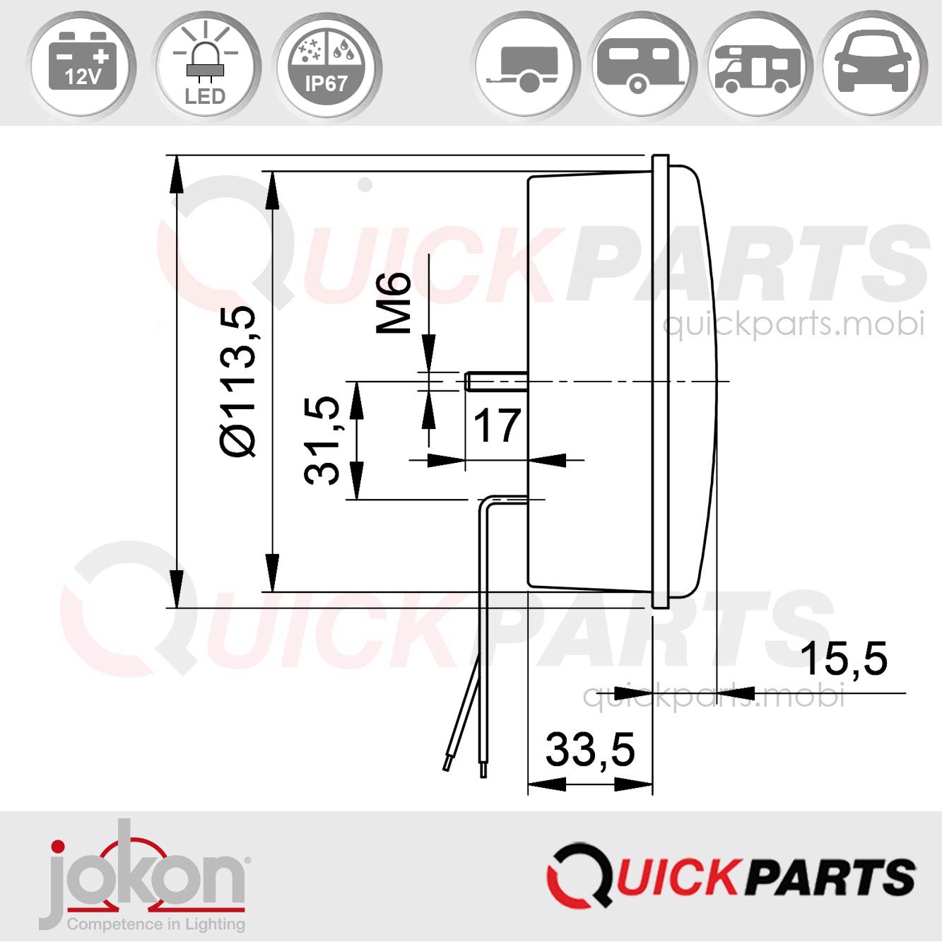 Feu LED indicateur de direction / Cat. 2a | 12V | Jokon E2-06015 – Image 2
