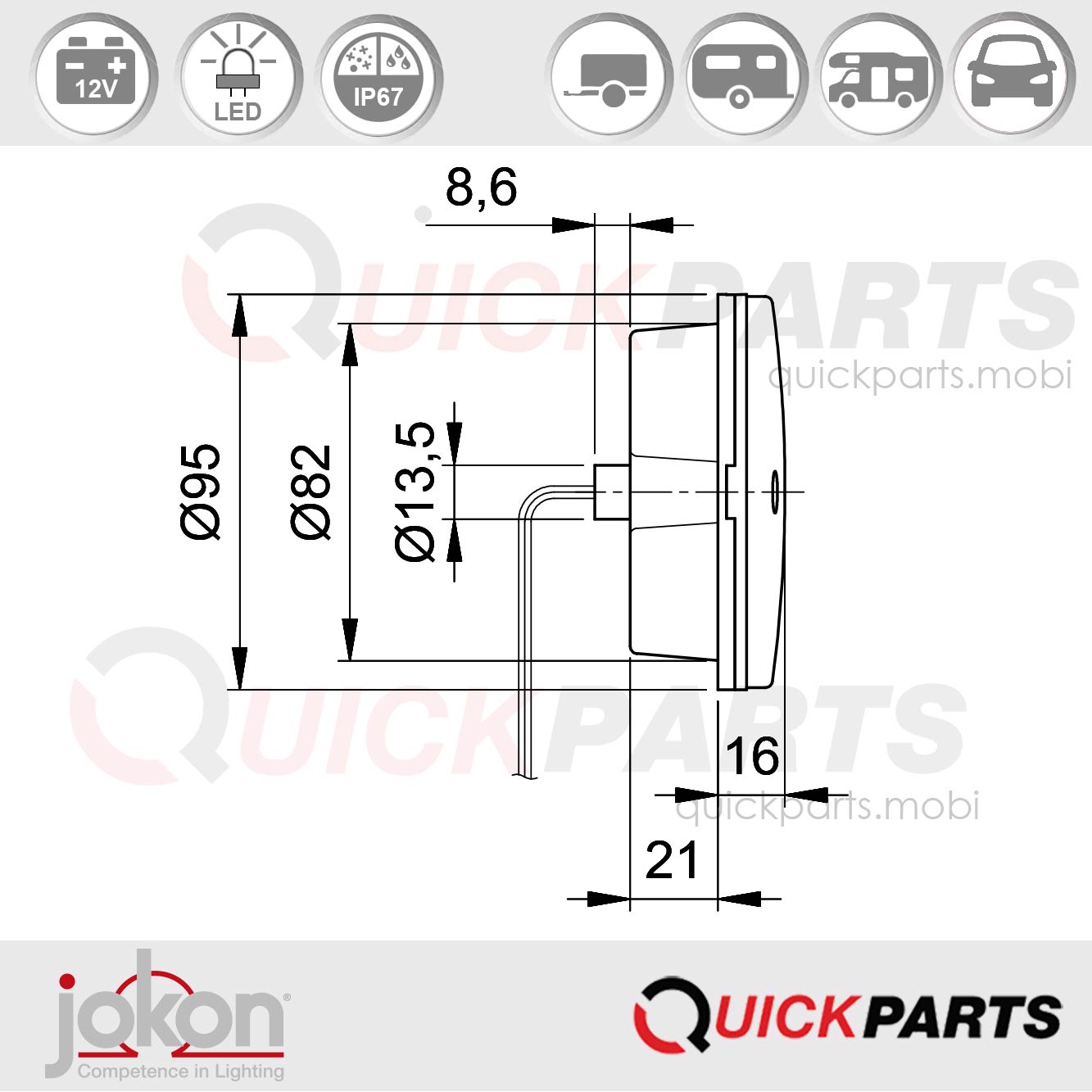 Feu indicateur de direction LED | 12V| Jokon E2-07045 – Image 4