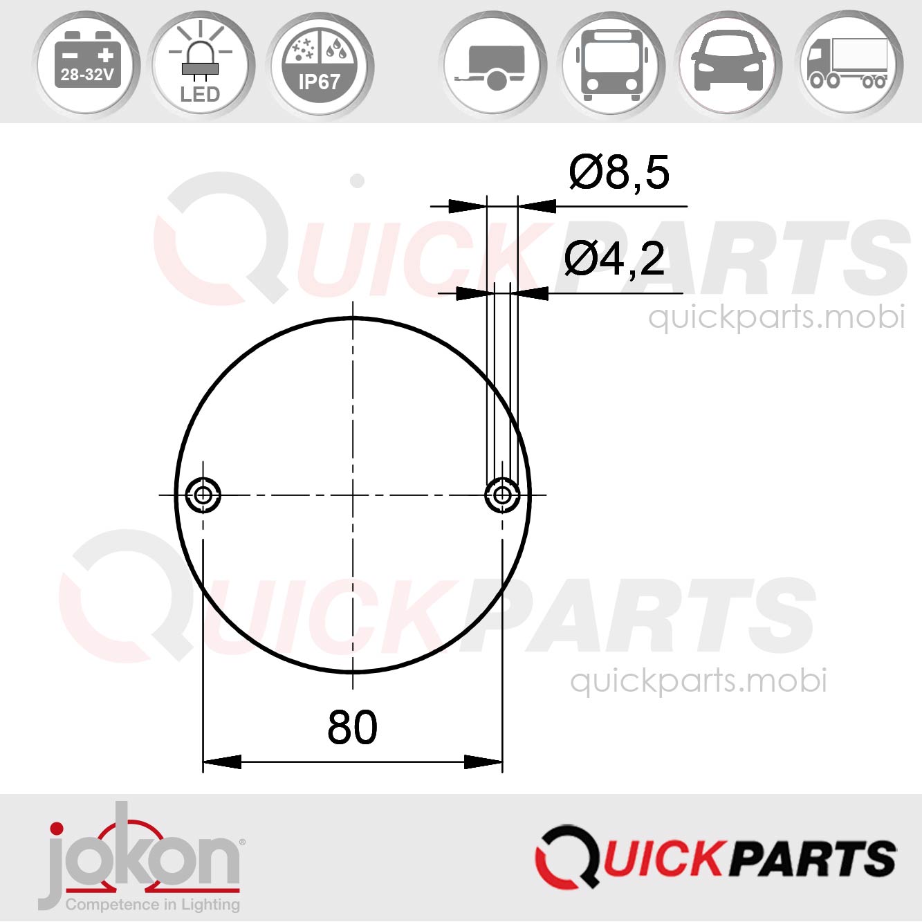 Feu Antibrouillard LED | 28-32V | Jokon E2-0003036 – Image 4