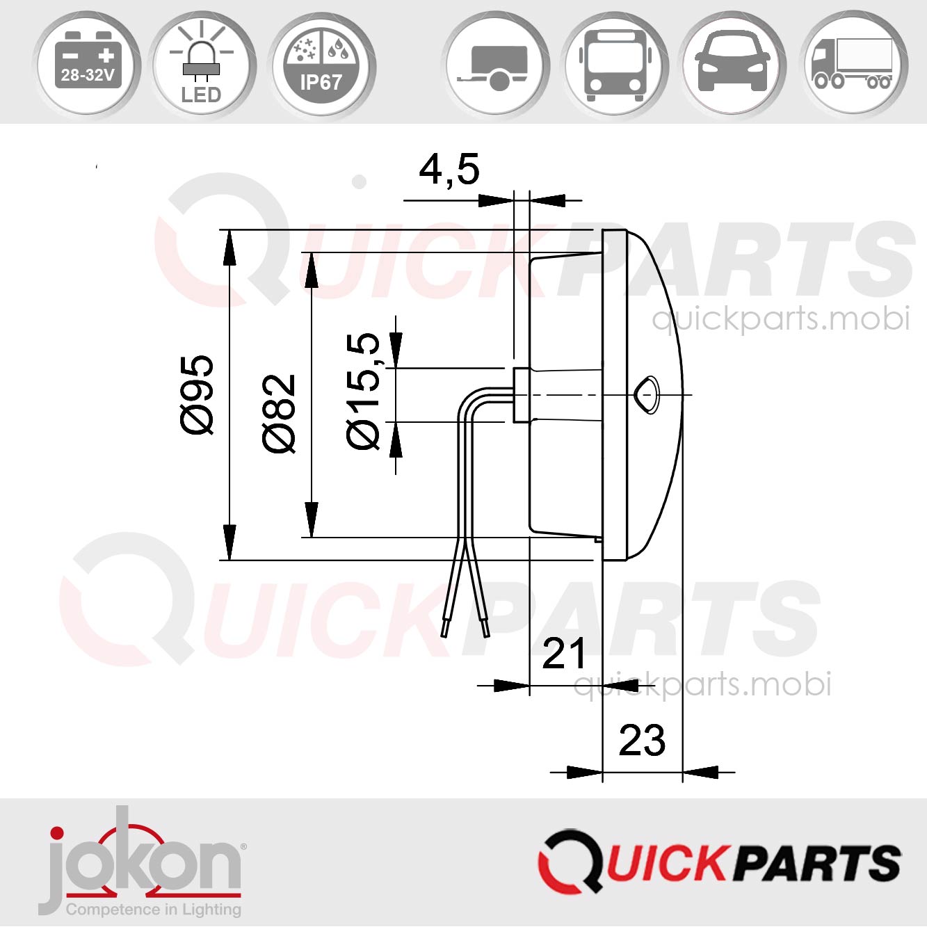 Feu Antibrouillard LED | 28-32V | Jokon E2-0003036 – Image 2