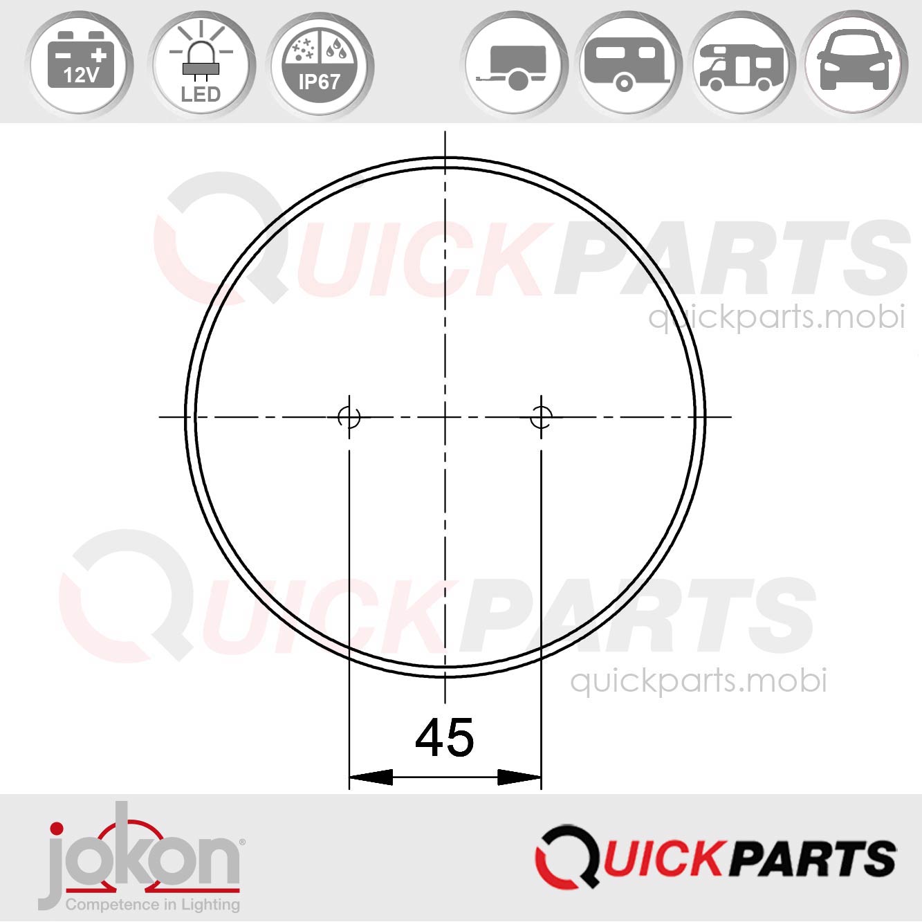 Feu LED antibrouillard | 12V | Jokon E2-06017 – Image 2
