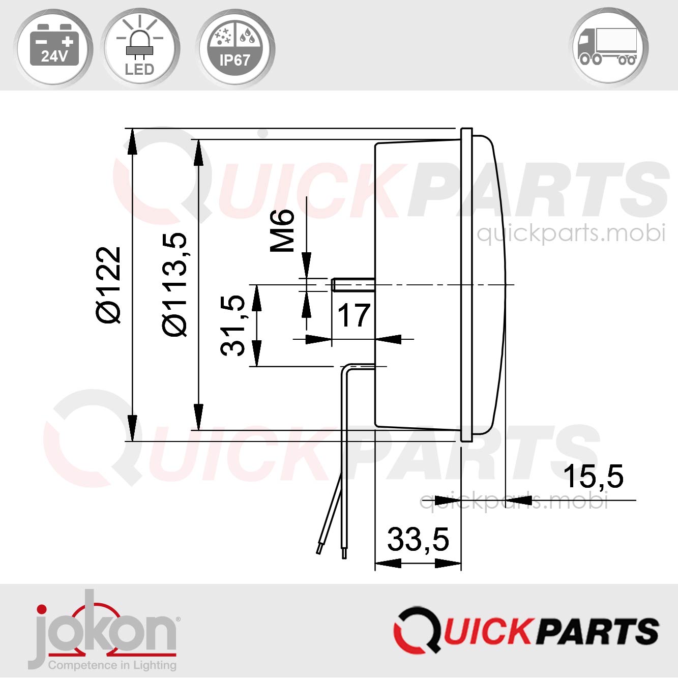 Feu Antibrouillard LED | 24V | Jokon E2-06017 – Image 2