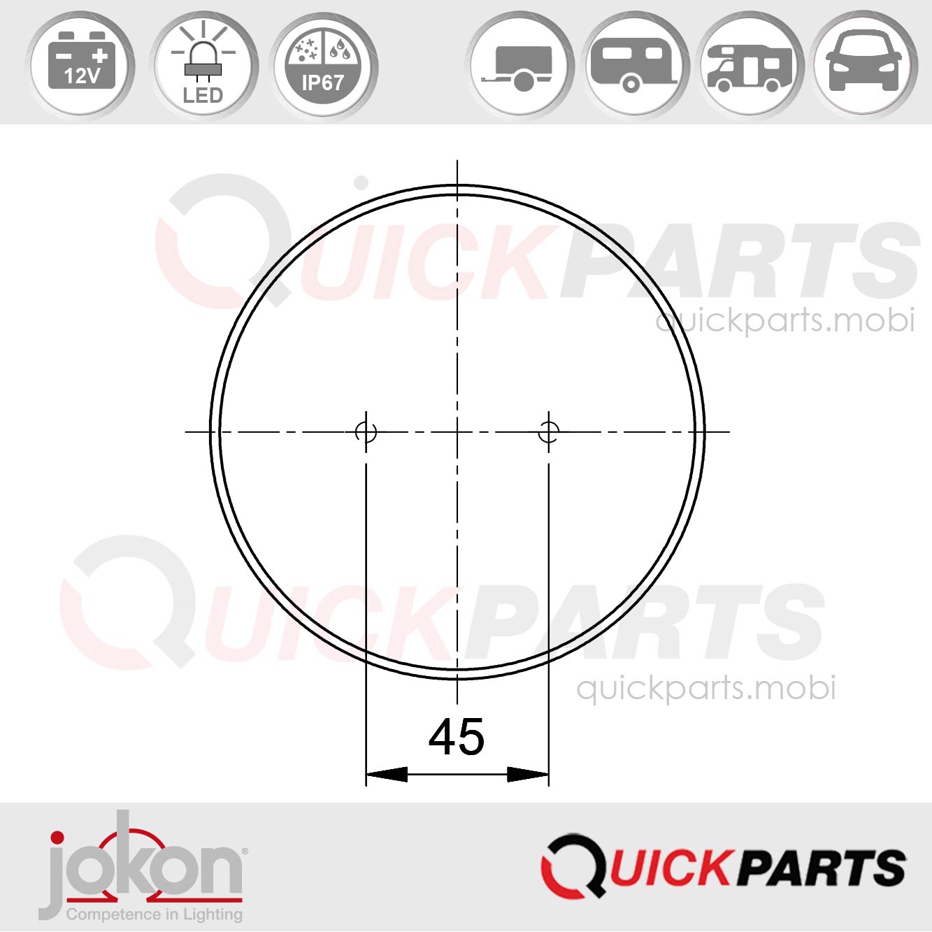 Feu antibrouillard et catadioptre | 12V | Jokon E2-06012 – Image 2