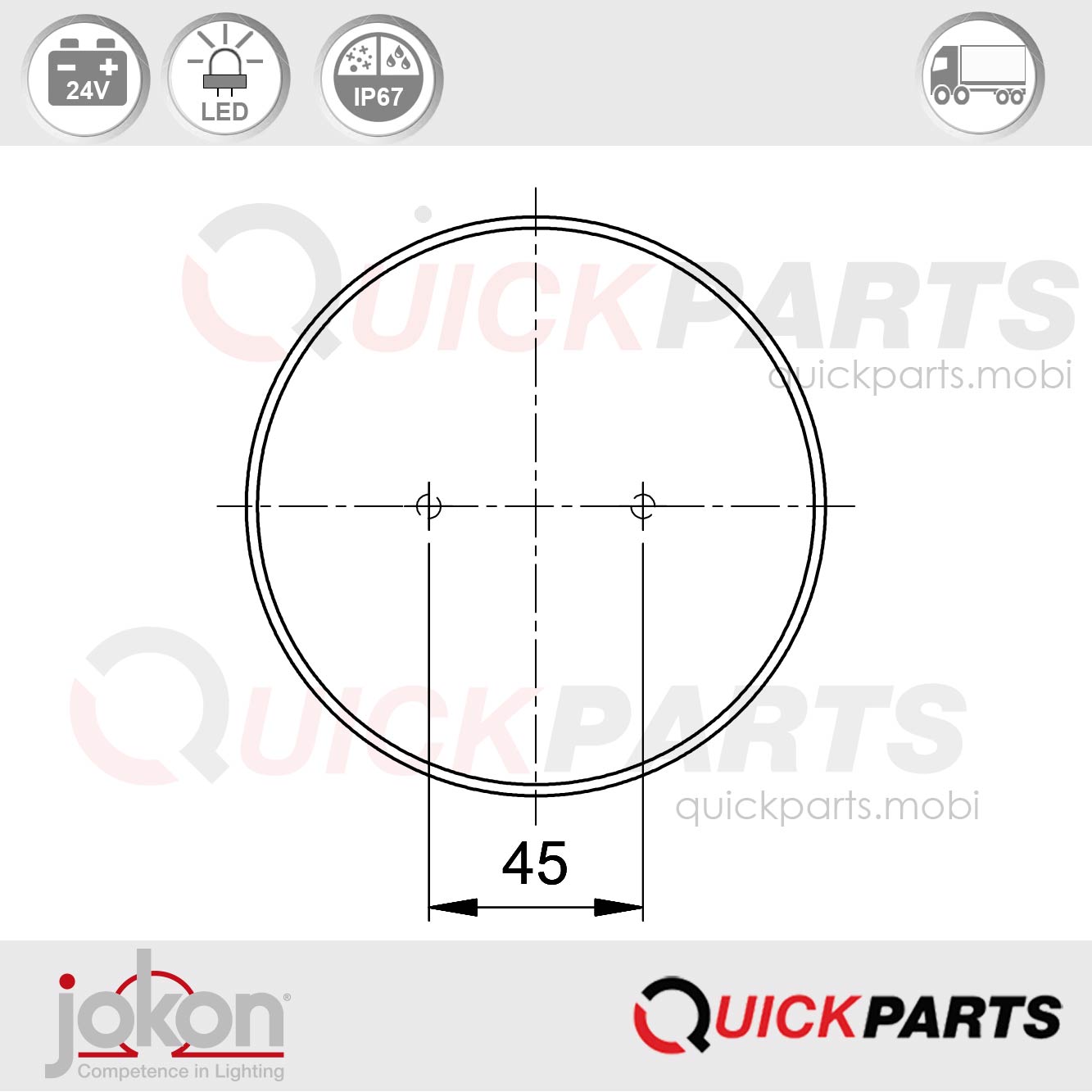 Feu LED antibrouillard et catadioptre | 24V | Jokon E2-06012 – Image 4
