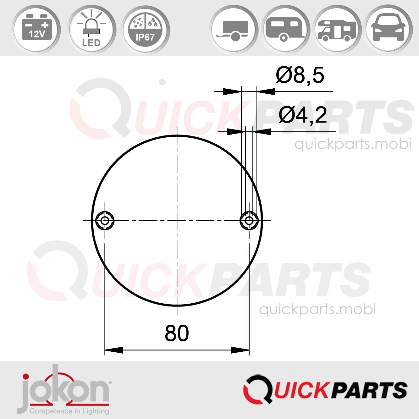 Feu Antibrouillard LED | 12V | Jokon E2-07047 – Image 2