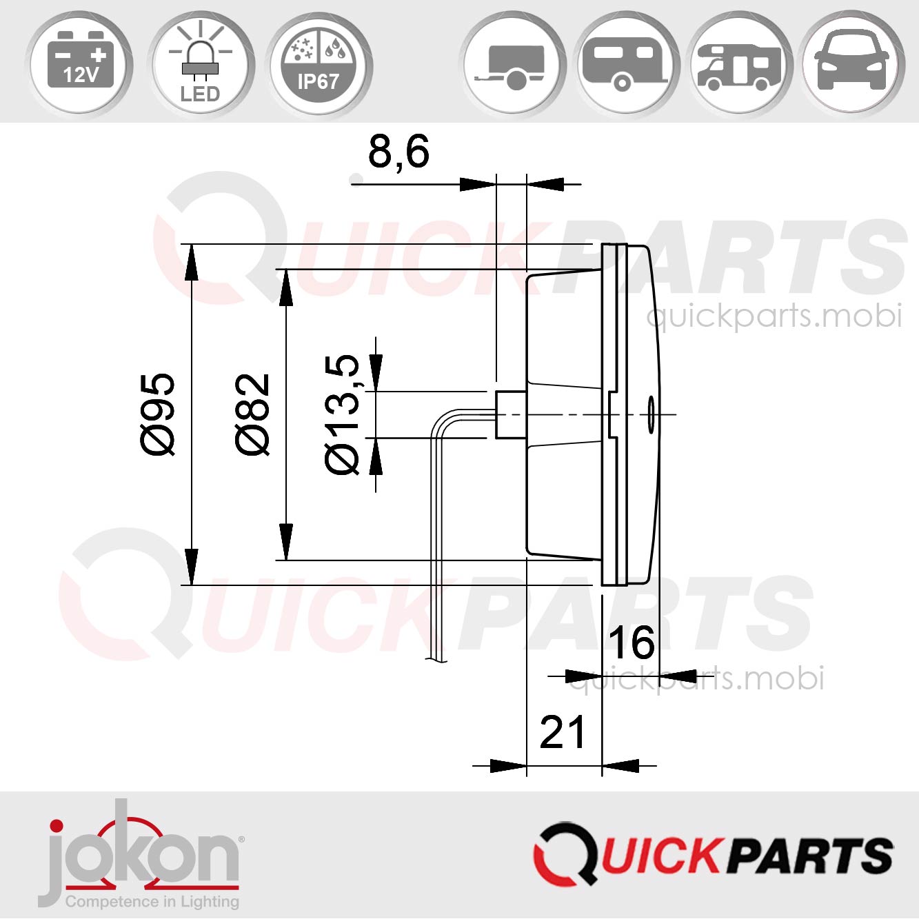Feu Antibrouillard LED | 12V | Jokon E2-07047 – Image 4