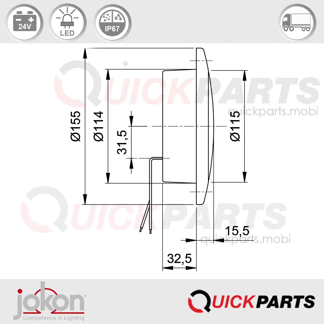 Feu LED antibrouillard et catadioptre | 24V | Jokon E2-06012 – Image 4