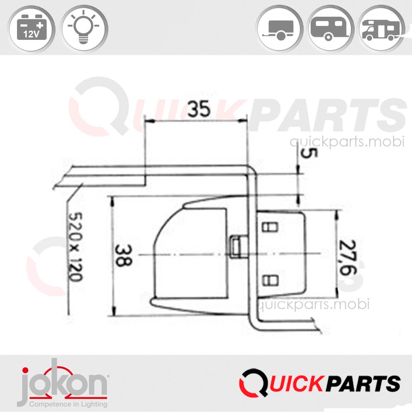 Éclairage plaque | 12V | Jokon E1-22839 – Image 4