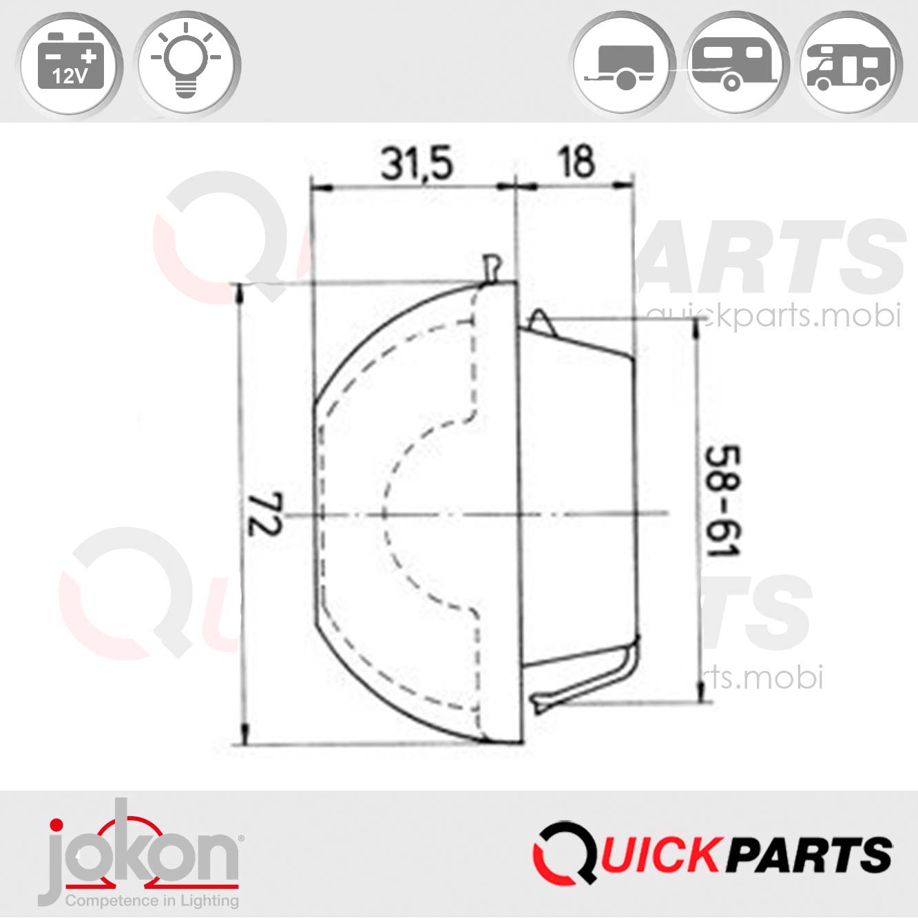Éclairage plaque | 12V | Jokon E1-22839 – Image 2
