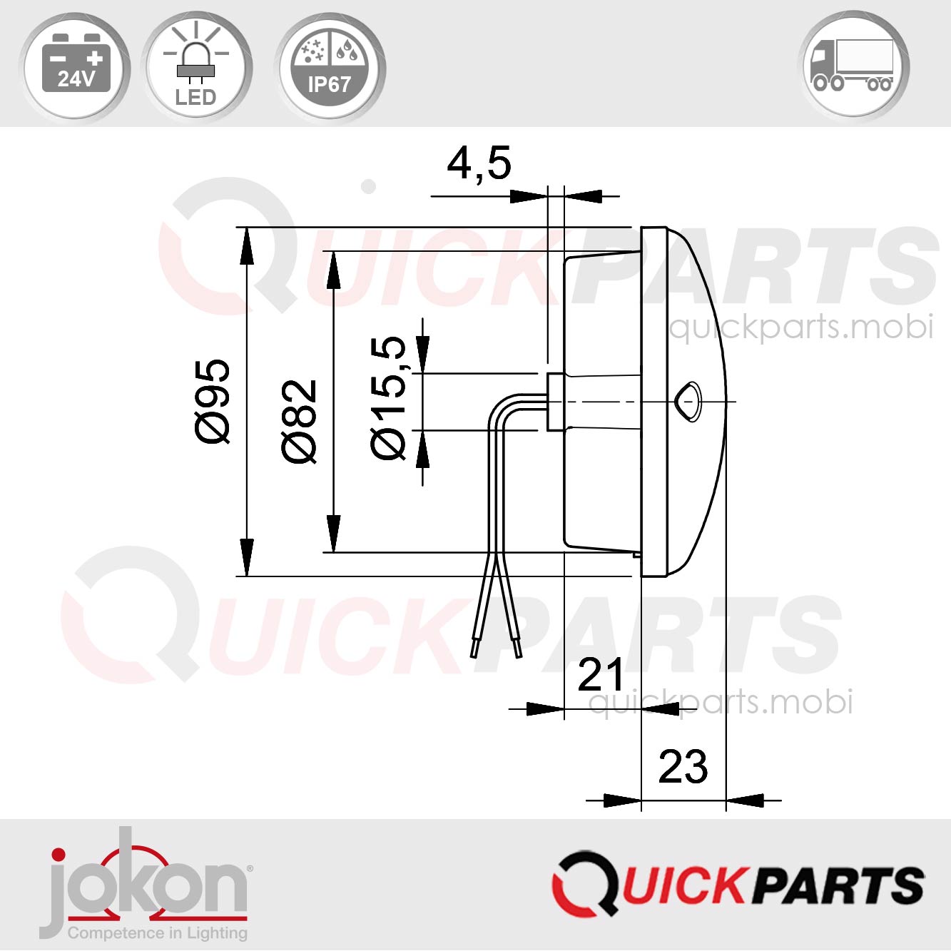 LED-Rückfahrleuchte 24V | Jokon E2-0004035 – Bild 4