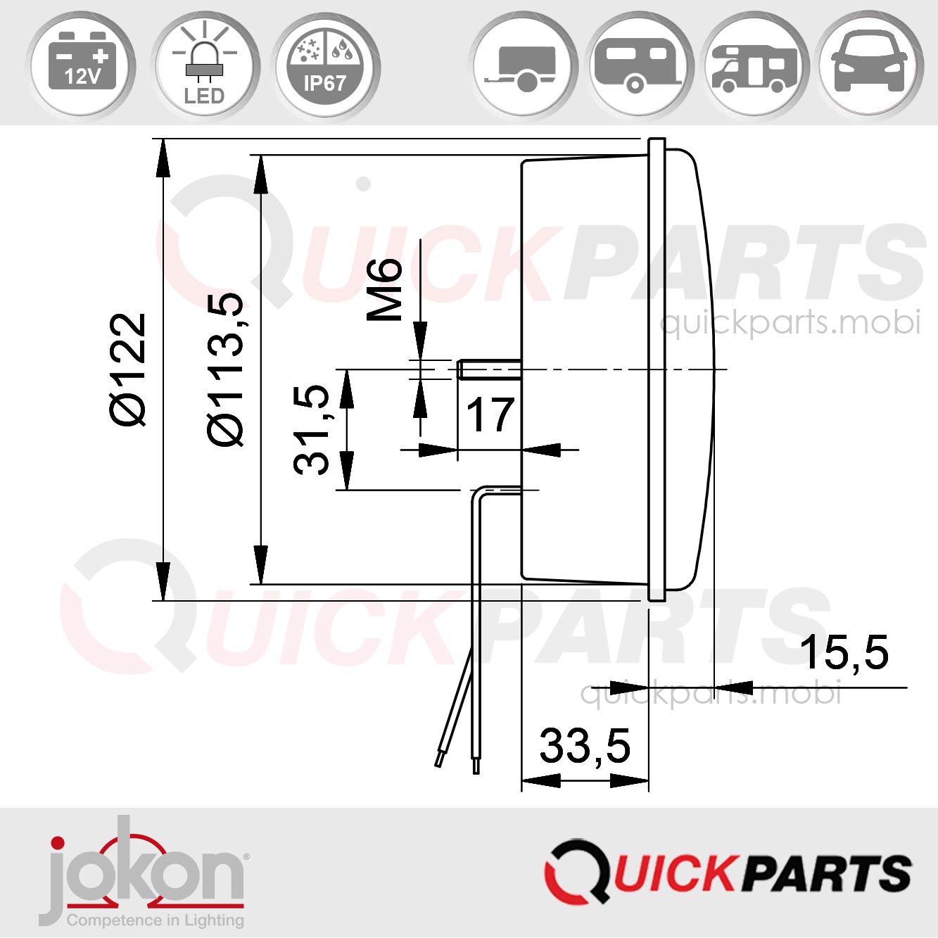 Feu LED de recul |12V| Jokon E2-06016 – Image 4
