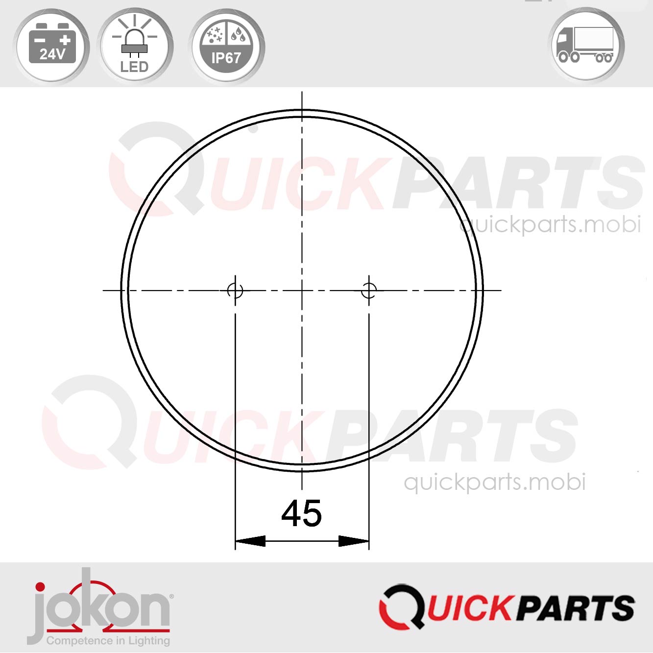 LED Achteruitrijlicht | 24V | Jokon E2-06016 - Afbeelding 2