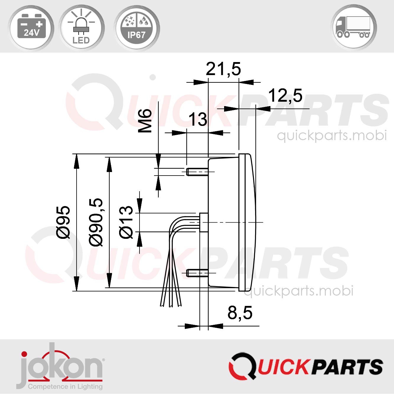 Feu de recul LED | 24V | Jokon E2-06052 – Image 4