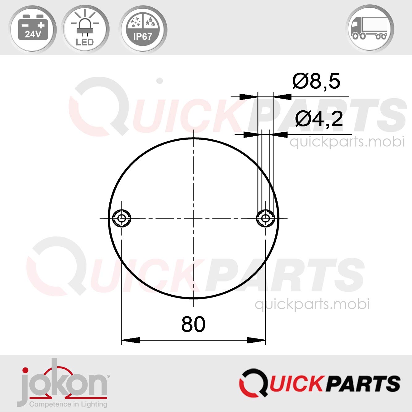 Feu de recul LED | 24V | Jokon 13.6029.000, Jokon E2-07048 – Image 2