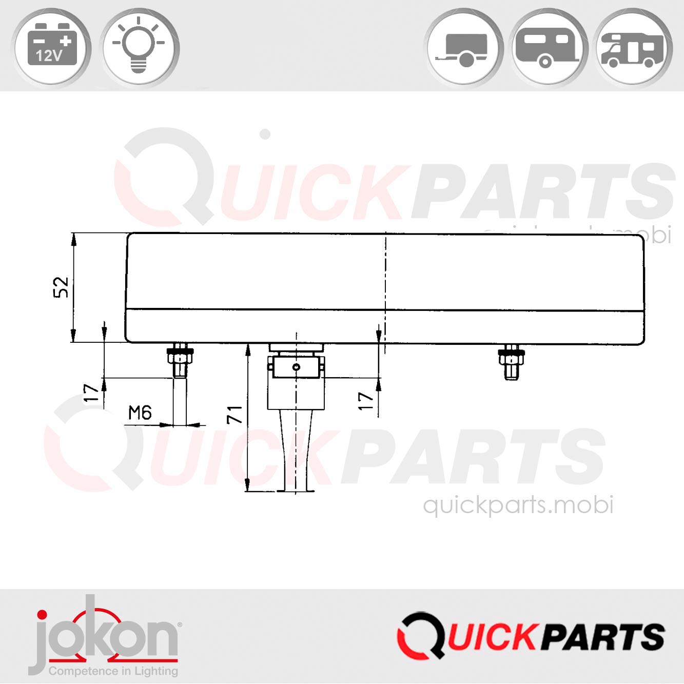 Lampglas - Rechts - Jokon 19.0063.120 | E2-1281 - Afbeelding 2