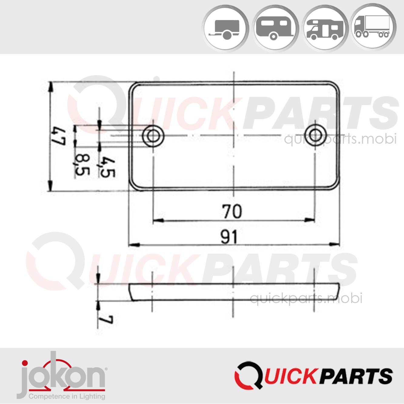 Catadioptre Rectangulaire Blanc | Autocollant | Jokon E1-0121345 – Image 2