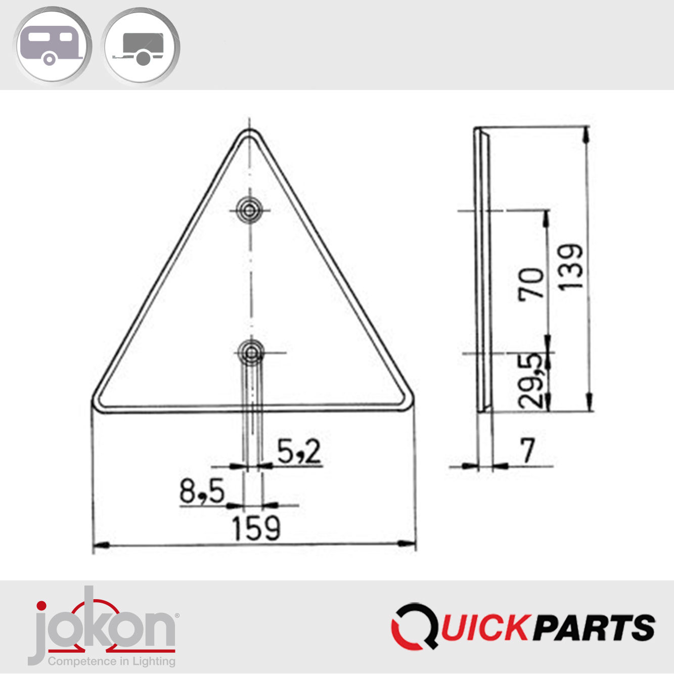 Reflector reflejo triangular | Jokon 32.0004.000, E1-13480 - Imagen 4