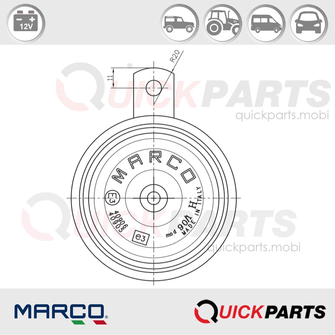 Avertisseur électromagnétique à disque Ø90 mm | 12V | Marco 102 000 12 – Image 6