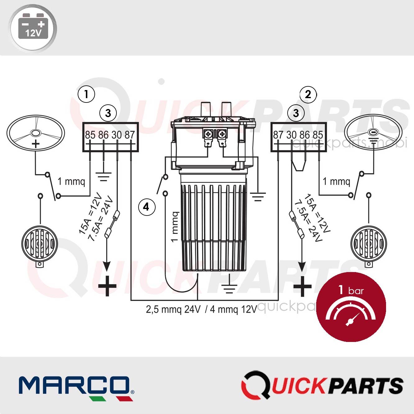 Compresor sin aceite | 12V | Marco 113 120 02 - Imagen 2