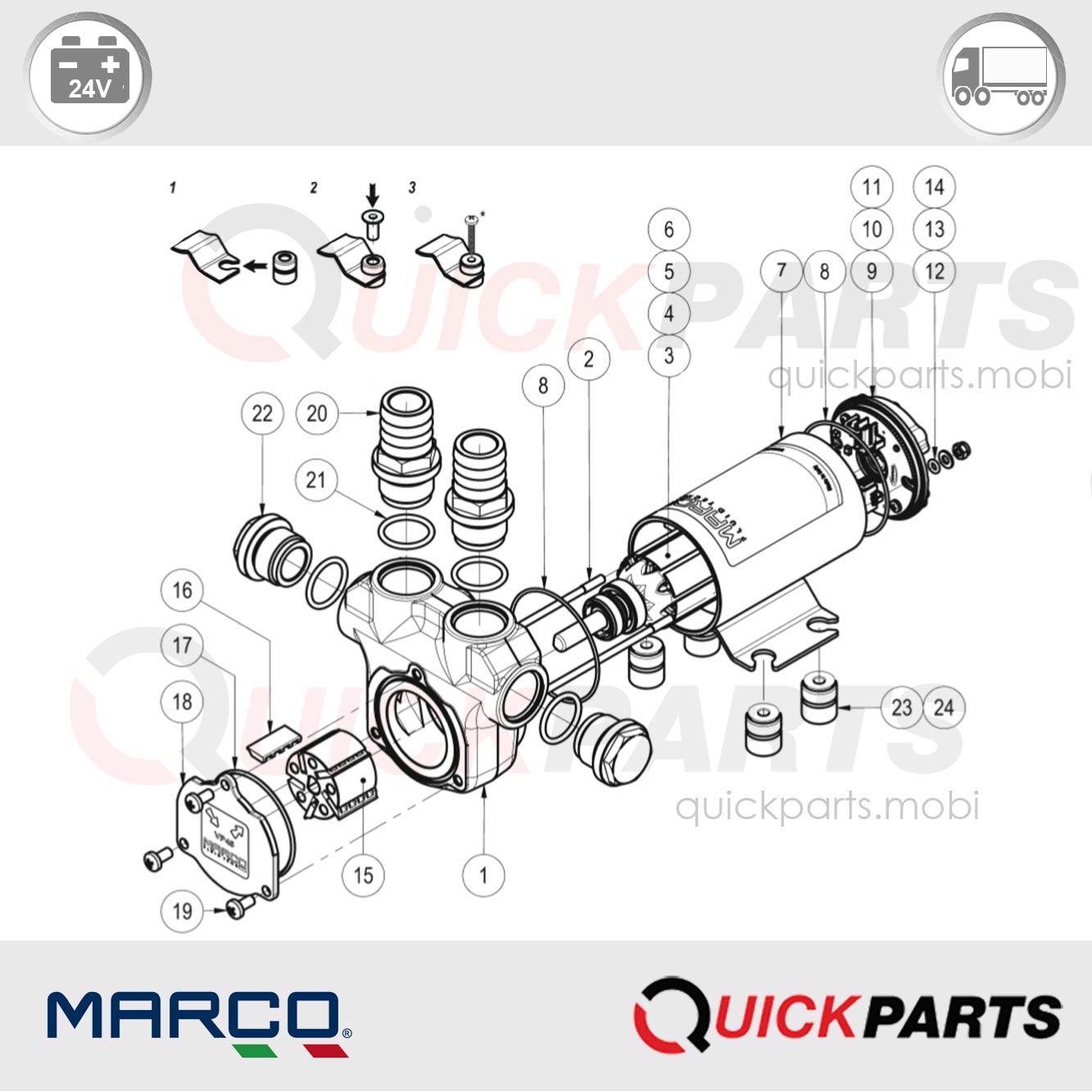 Bomba eléctrica autocebante para diversos líquidos | 24V | Marco 166 020 13 - Imagen 2