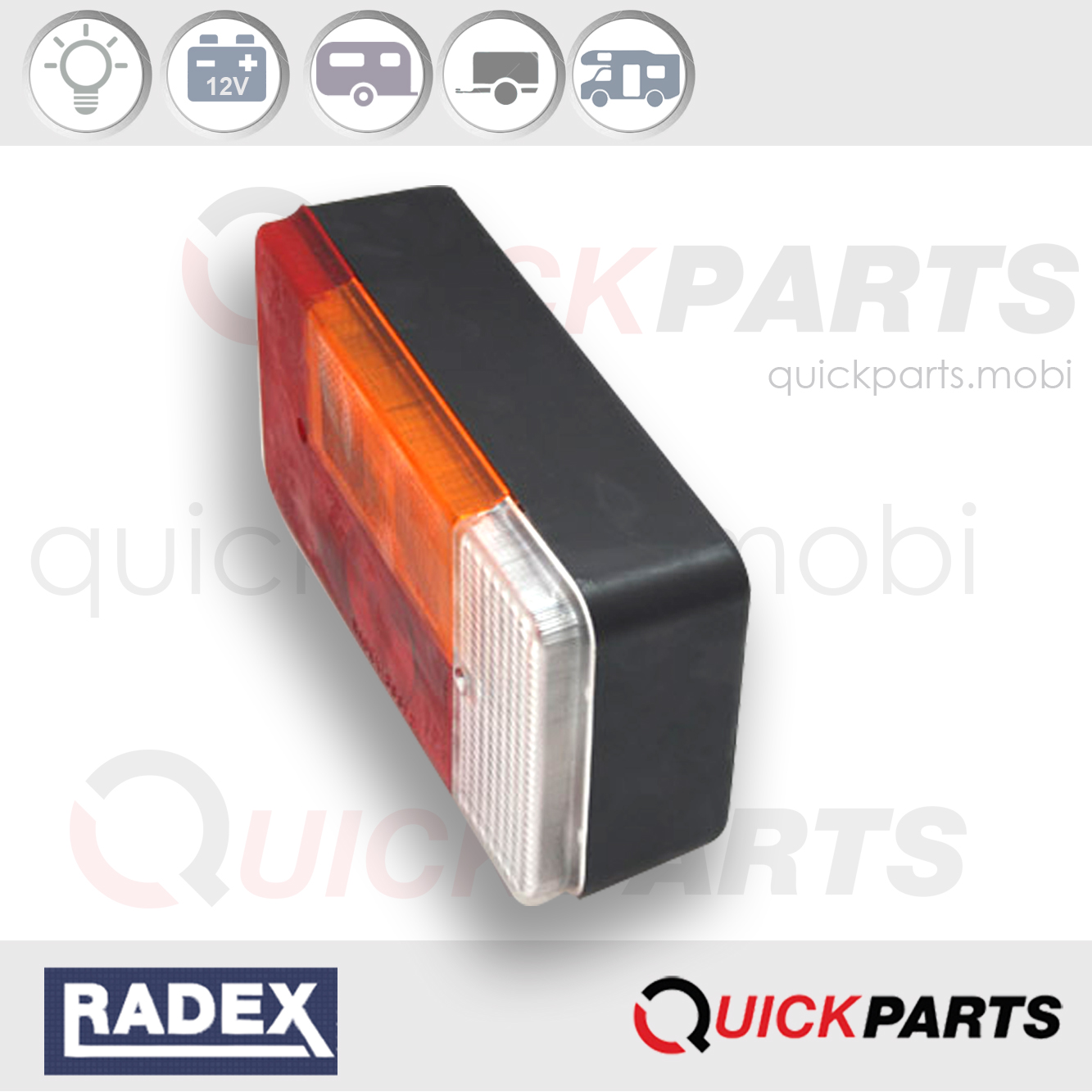 remorque|Feu Multifonction Rectangulaire Radex pour caravane