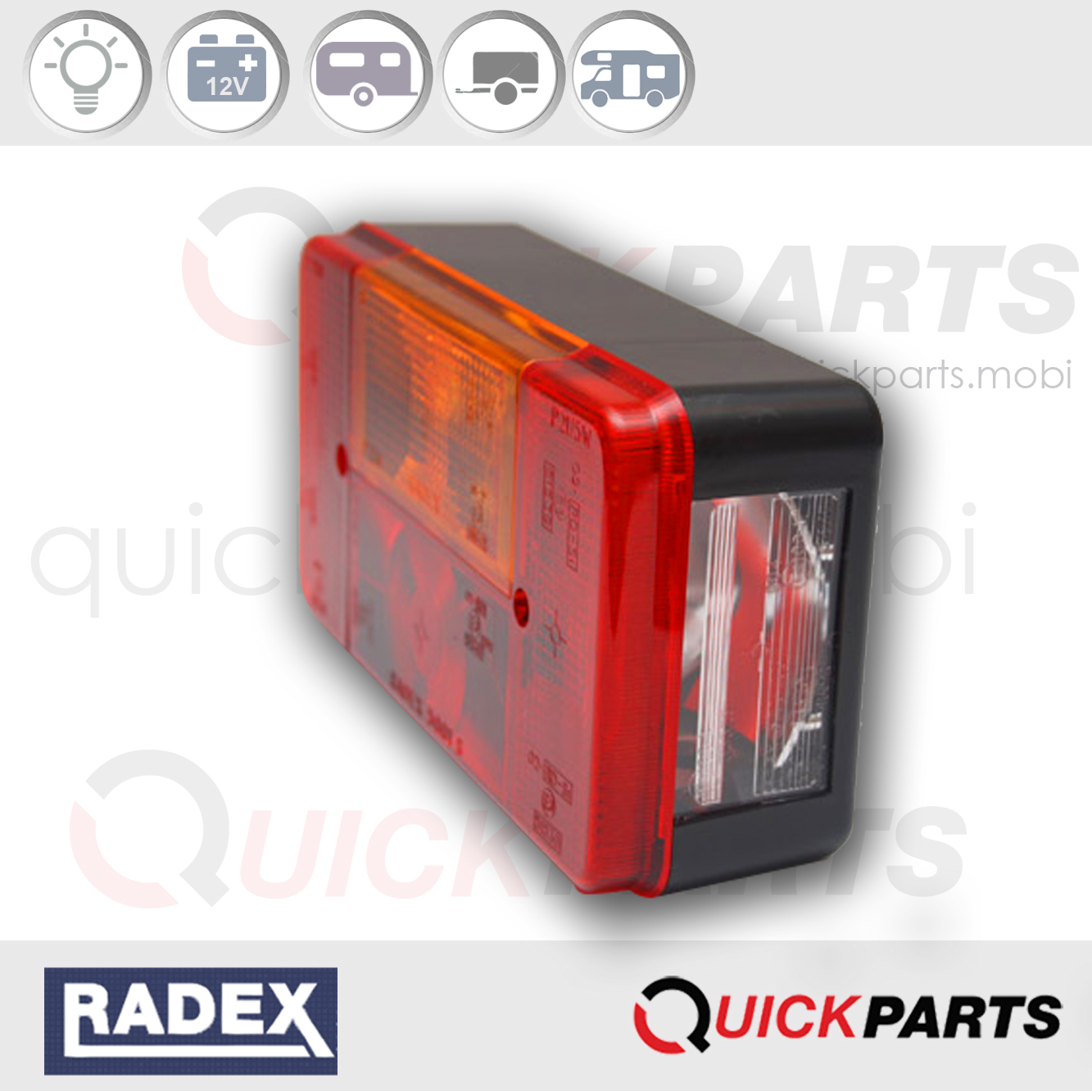 remorque|Feu Multifonction Rectangulaire Radex pour caravane