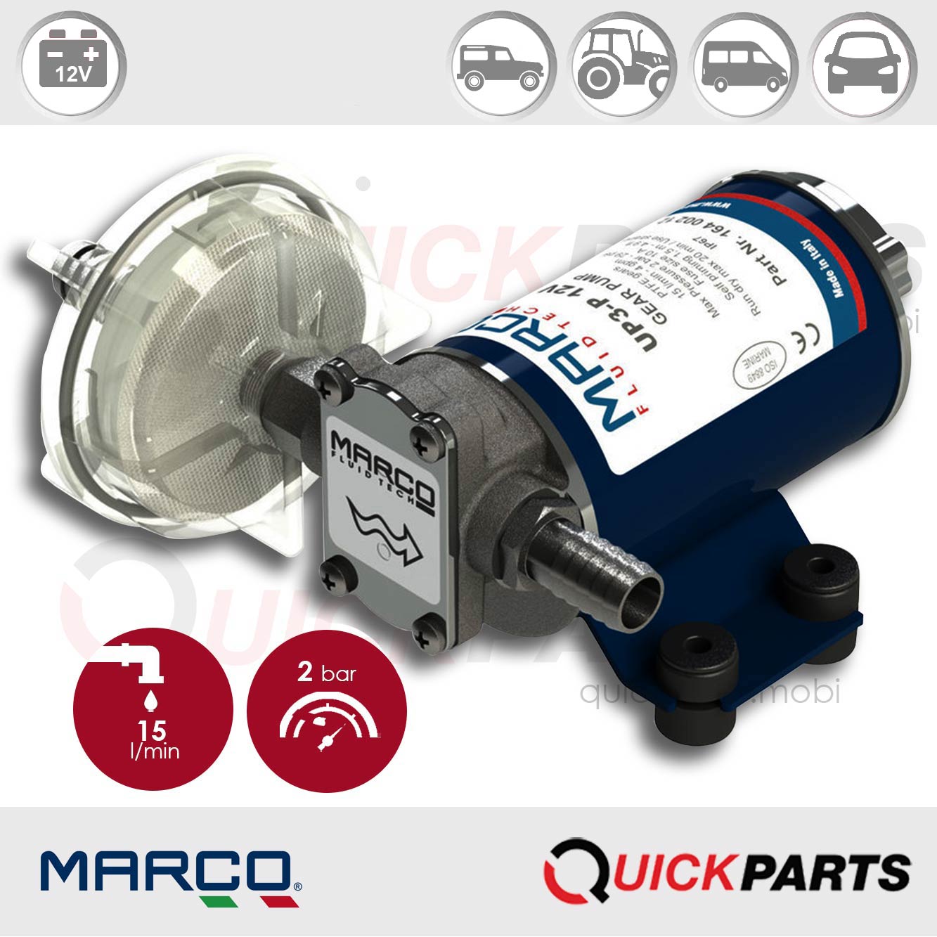 Bomba eléctrica autocebante para diversos líquidos | 12V | Marco 164 002 12 Marco UP3-P