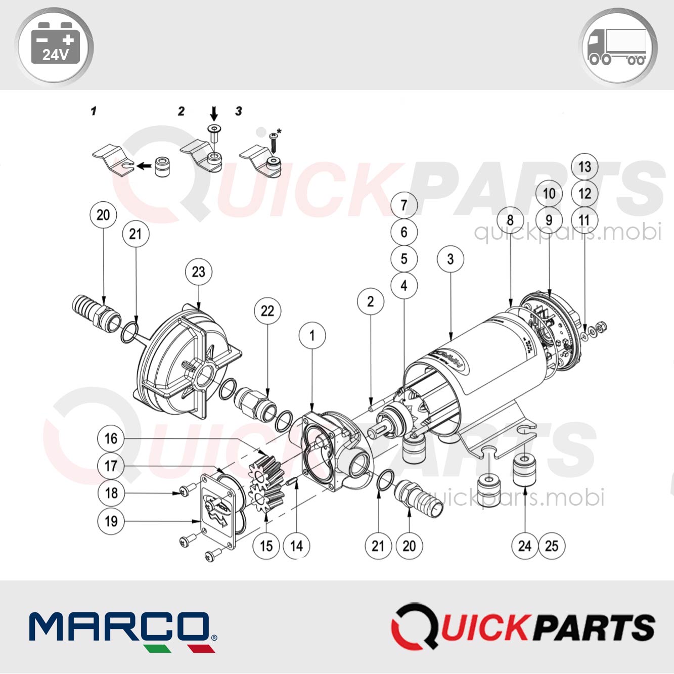 Zahnradpumpe 15 l/min Edelstahl für verschiedene Flüssigkeiten | 24V | Marco 164 040 13 – Bild 4