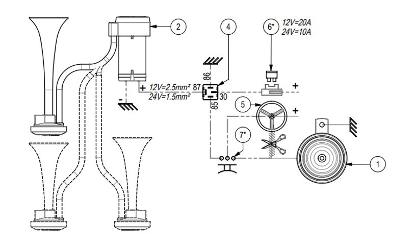Hupe, Metall verchromt, externe Montage | 12V | Marco 112 320 12 – Bild 6